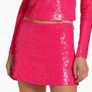 Alice + Olivia Rubi Sequined Mini Skirt in Wild Hot Pink size 0